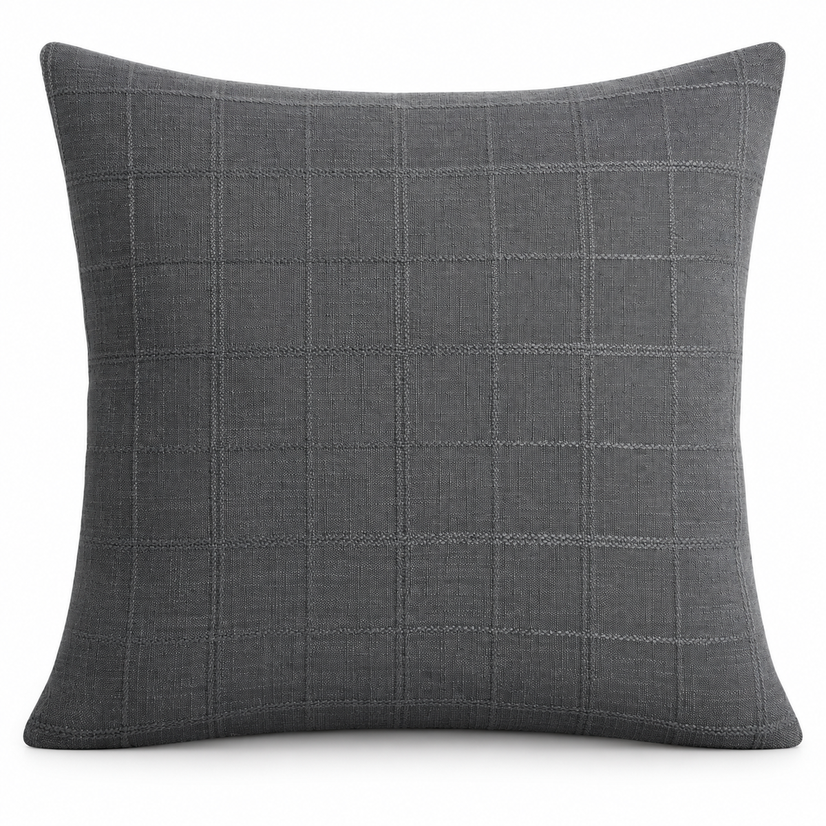 Gray Grid Throw Pillow Cover