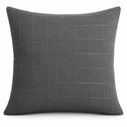 Gray Grid Throw Pillow Cover