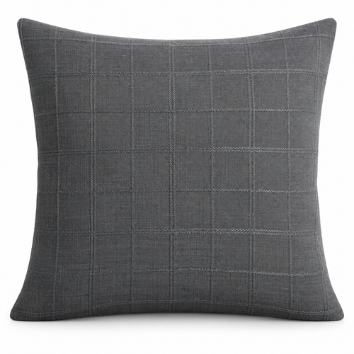 Gray Grid Throw Pillow Cover