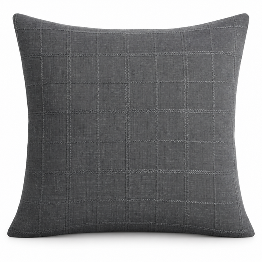 Gray Grid Throw Pillow Cover