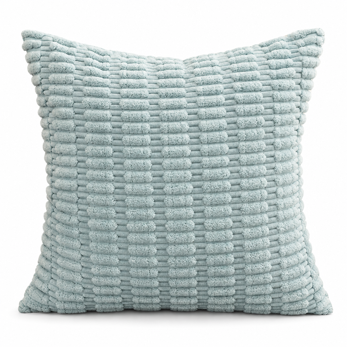 Light Blue Textured Corduroy Throw Pillow Cover