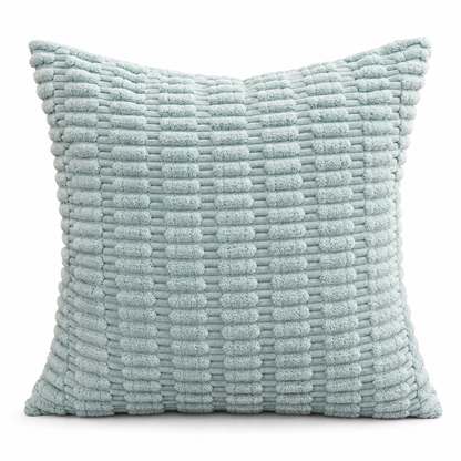 Light Blue Textured Corduroy Throw Pillow Cover