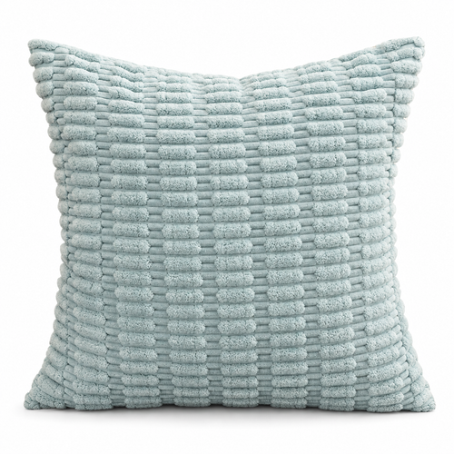 Light Blue Textured Corduroy Throw Pillow Cover