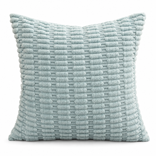 Light Blue Textured Corduroy Throw Pillow Cover