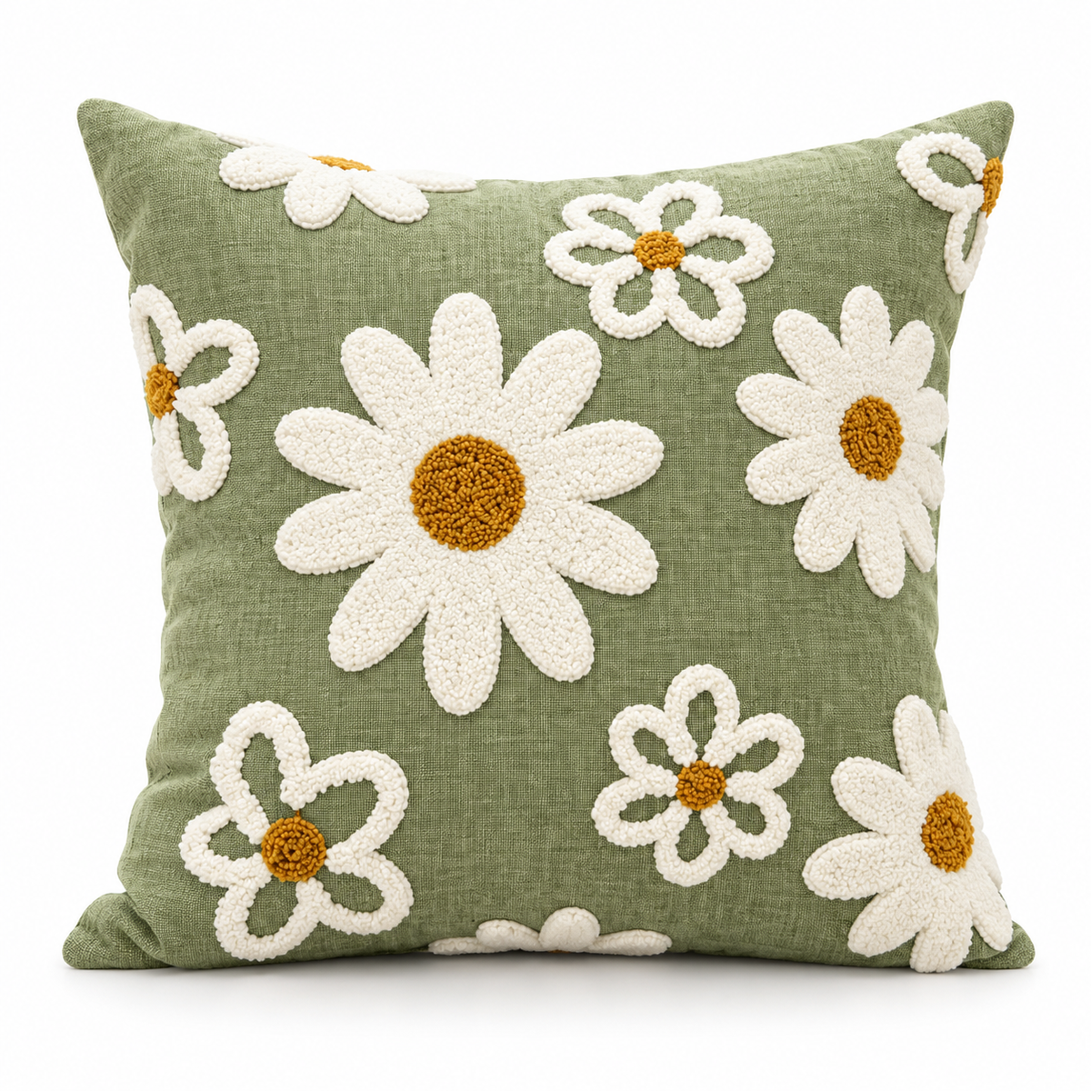 Daisy Embroidered Throw Pillow Cover
