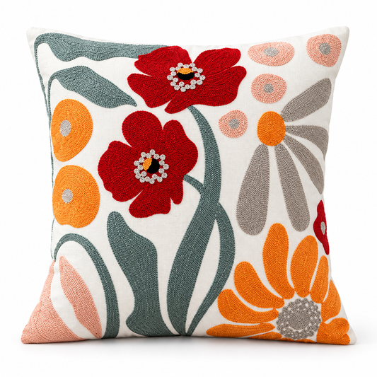 Botanical Series Style 1 Embroidered Throw Pillow Cover