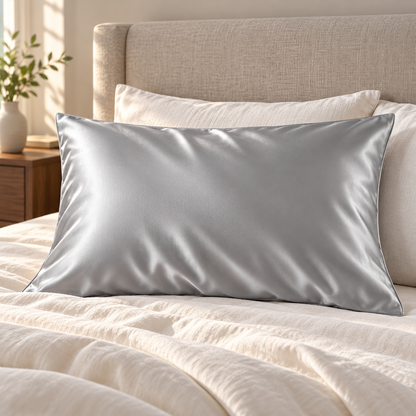 Silver Gray Satin-Look Pillowcase
