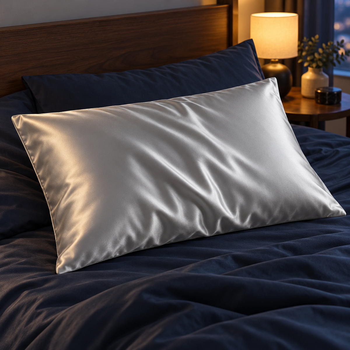 Silver Gray Satin-Look Pillowcase